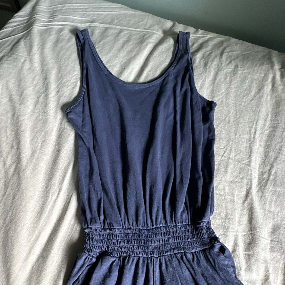 AERIE Cornflower Blue Solid Jumpsuit XS Scoop Neck Sleeveless Pockets Elastic - Picture 3 of 7